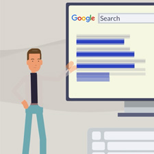 Man mit einer Google Suche